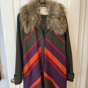 Anthropologie Cartonnier Jacket with faux fur size L